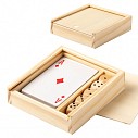 Cutii promotionale din lemn cu carti de joc si 5 zaruri - AP721448